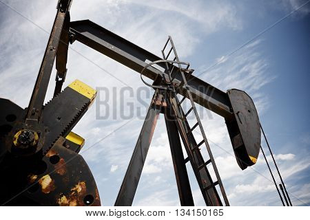 Oil well in Ayoluengo de la Lora, Burgo Province, Castilla Leon, Spain.