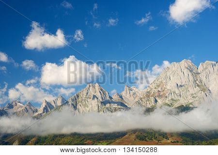 Peaks in Lescun Cirque. On the right Billare Peaks. Aspe Valley, Pyrenees, France.