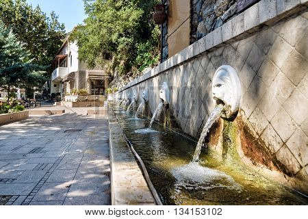 Venetian Lion fountain in Spili, Crete, Greece.