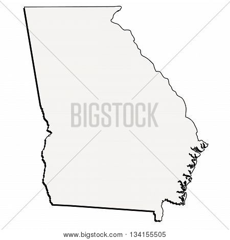 Vector Georgia State 3D Outline Map Illustration