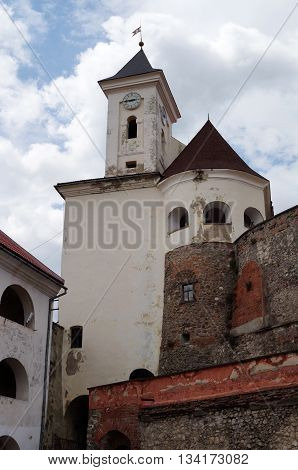 The main clock tower in the castle Palanok in Mukachevo
