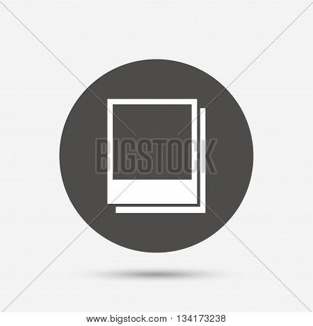 Photo frames template sign icon. Empty photography symbol. Gray circle button with icon. Vector