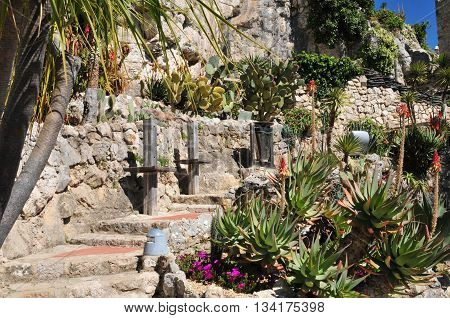 Eze France - april 19 2016 : the botanical garden