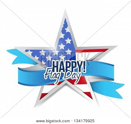 Happy Flag Day Us Star And Ribbon Illustration