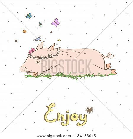 Simple graphic object - a debonair pig 1