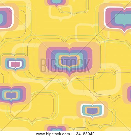 Multi-colored hearts - seamless pattern on an orange background