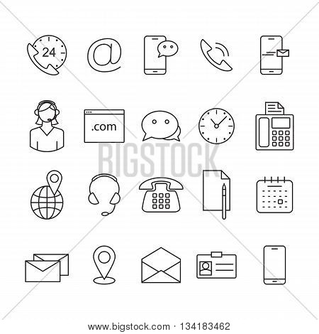 Contact us line icons for web and mobile app.