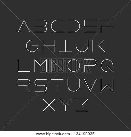 Extra thin line style, linear uppercase modern font. Vector design element.