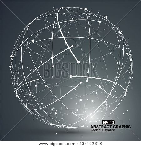 Point and curve constructed the sphere wireframe ,technological sense abstract illustration.