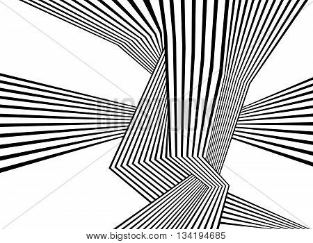 Black And White Mobious Wave Stripe Optical Abstract Design