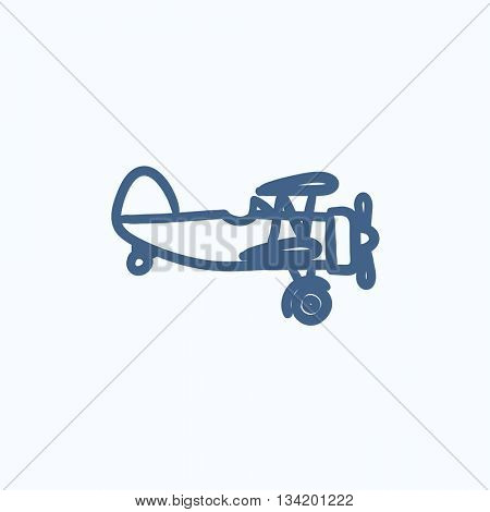 Propeller plane vector sketch icon isolated on background. Hand drawn Propeller plane icon. Propeller plane sketch icon for infographic, website or app.