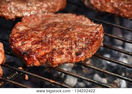 Meat Burgers For Hamburger Grilled On Grill