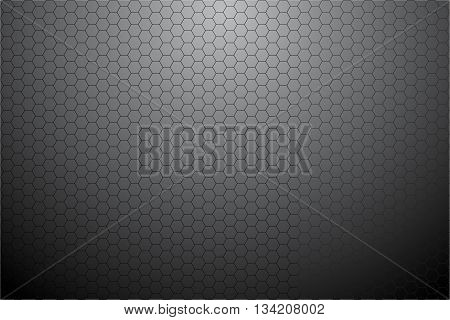 Gray wall hexagonal mesh pattern and dim light vector illustration.