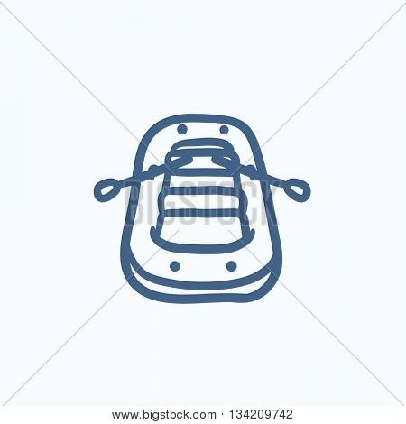 Inflatable boat vector sketch icon isolated on background. Hand drawn Inflatable boat icon. Inflatable boat sketch icon for infographic, website or app.