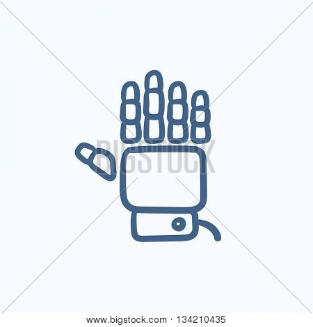 Robot hand vector sketch icon isolated on background. Hand drawn Robot hand icon. Robot hand sketch icon for infographic, website or app.