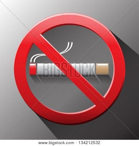 No smoking sign symbol on gray background vector illustration.