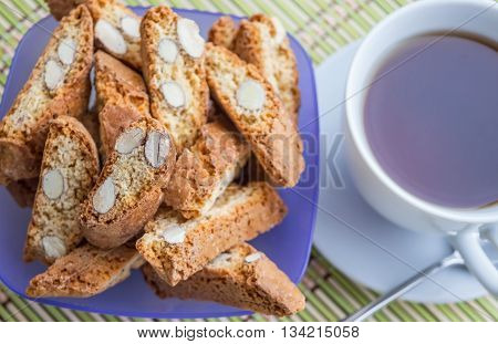 Almond crackers and a cup of tea