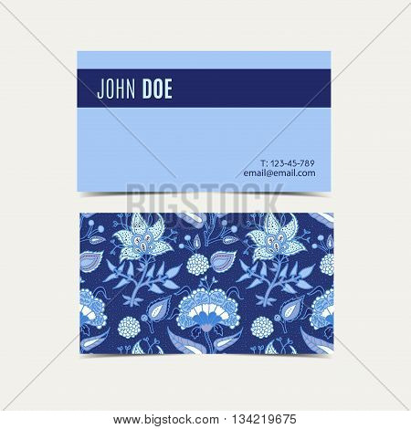 Business cards With vintage floral background. For advertising business websites print