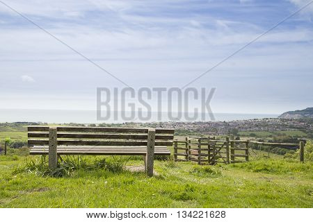 Bench overlooking a beautiful landscape on the Isle of Wight