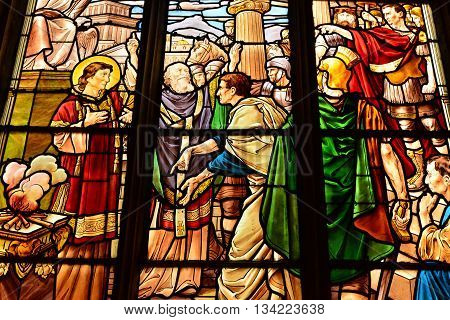 Triel sur Seine France - april 12 2016 : the gothic and renaissance Saint Martin church