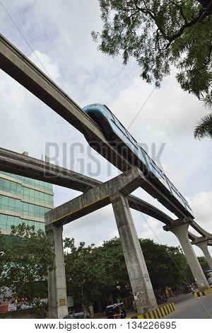 Bombay, India - June 10, 2016:Bombay Monorail is a monorail system in the city of Bombay, Maharashtra