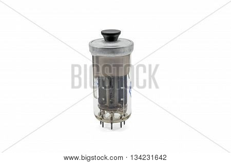Gain electronic vacuum tube Soviet-made on white background