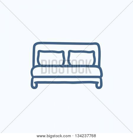 Double bed vector sketch icon isolated on background. Hand drawn Double bed icon. Double bed sketch icon for infographic, website or app.