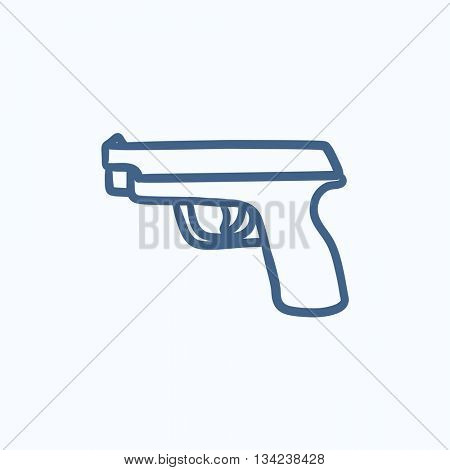 Handgun vector sketch icon isolated on background. Hand drawn Handgun icon. Handgun sketch icon for infographic, website or app.