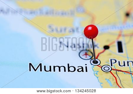 Mumbai pinned on a map of India