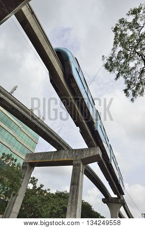 Bombay, India - June 10, 2016: Bombay Monorail is a monorail system in the city of Bombay, Maharashtra between chembur and wadala.