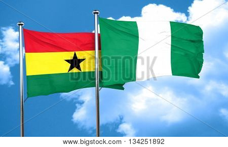 Ghana flag with Nigeria flag, 3D rendering 