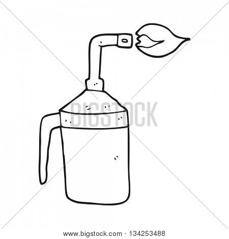 freehand drawn black and white cartoon blow torch