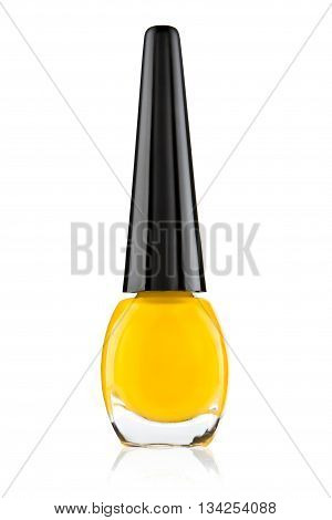 beauty yellow nail polish isolated on white