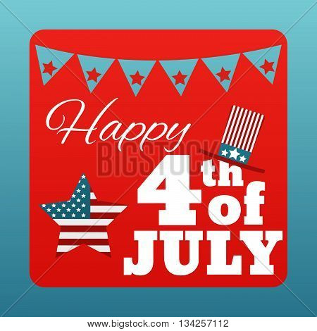 Happy 4 th of July card United States of America. Happy independence day USA poster. Vector illustration.