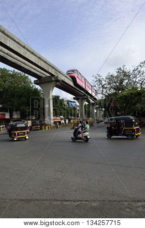 Bombay, India - June 10, 2016: Bombay Monorail is a First Monorail System in the City of Bombay, Maharashtra,India