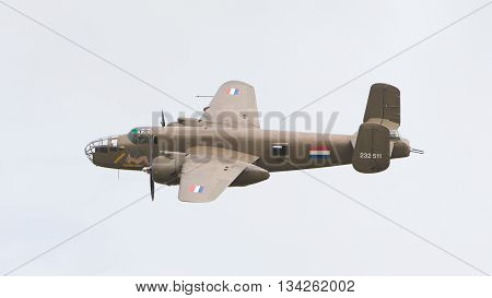 Leeuwarden, The Netherlands - June 10: Ww2 B-25 Mitchell Bomber In Dutch Markings During The Dutch A