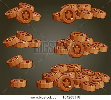 Set Of Coin Piles For Game User Interface