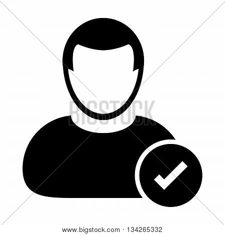 User Icon - Approve / Accept User Icon in Glyph Vector Illustration