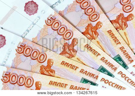 Scattering Five Thousandth Banknotes Russia