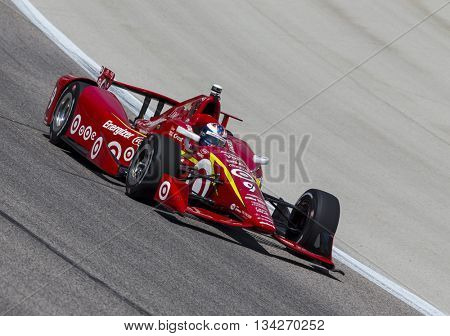 Ft Worth, TX - Jun 10, 2016:  Scott Dixon (9) brings his car through the turns during a practice session for the Firestone 600 at Texas Motor Speedway in Ft Worth, TX.