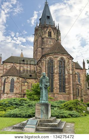 WISSEMBOURG, ALSACE, FRANCE - June 12, 2016: St. Peter and St. Paul's Church in the Historical Center city Wissembourg.