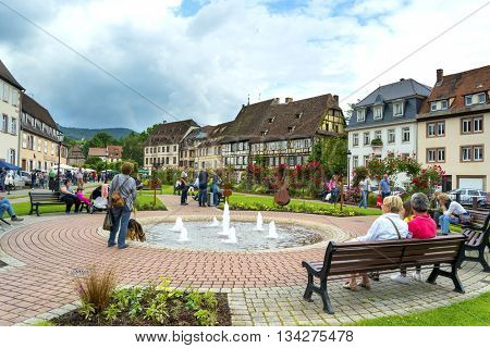 WISSEMBOURG, ALSACE, FRANCE - June 12, 2016: Historic Center of Wissembourg
