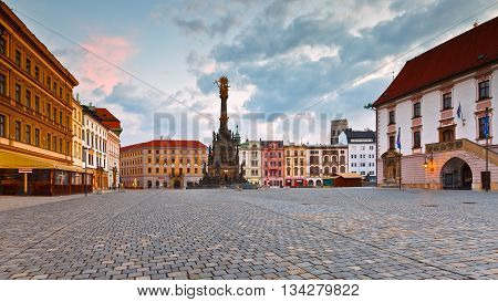OLOMOUC, CZECH REPUBLIC - JUNE 05, 2016: Holy Trinity Column in the main square of the old town of Olomouc, Czech Republic on June 05, 2016.