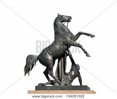 St. Petersburg, Russia, 7 September: Sculpture With A Horse On The Anichkov Bridge In St. Petersburg