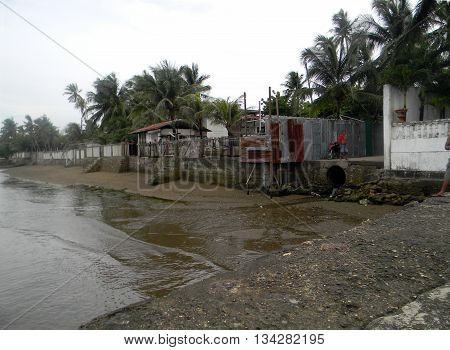 CEBU CITY, CEBU / PHILIPPINES - JULY 30, 2011: A view of the shoreline and public beach in Cebu.