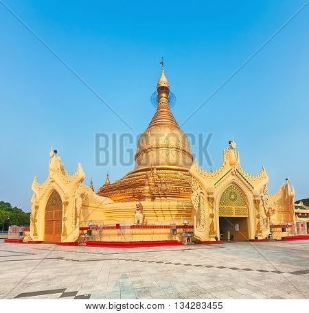 Buddhist pagoda Maha Wizaya in Yangon. Myanmar. 