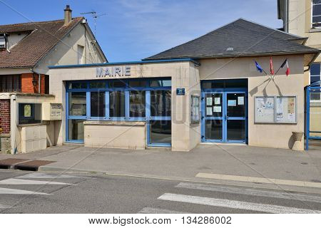 Les Tilliers en Vexin France - august 10 2015 : the city hall in summer