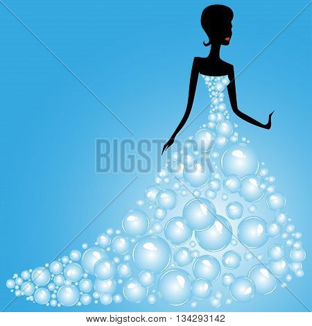 image of a girl in an unusual dress of bubbles