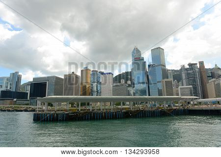 HONG KONG - NOV 9: Hong Kong Central Financial District skyscrapers, including Bank of China Tower, AIA Central, Cheung Kong Center, etc on Nov 9, 2015 in Hong Kong.