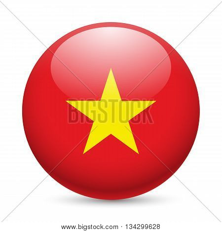 Flag of Vietnam as round glossy icon. Button with Vietnam flag